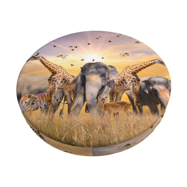 Balery Vintage Wildlife Protection Fundas de asiento para taburete de bar redondo de tela de terciopelo ajustables que protegen de arañazos y manchas para sillas de 14 a 17 pulgadas.-13 inch