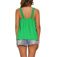 thumbnail image 3 of INSPIRAR CHIC Top sin mangas de mujer con panel de encaje, cuello cuadrado, fluido y con volantes, verde XL, 3 of 6