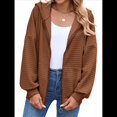 thumbnail image 3 of Sudadera con Capucha y Cremallera para Mujer, de Larga, para Otoño, con Capucha Extragrande, Chaquetas Informales de Moda Marrón S, 3 of 9