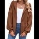 thumbnail image 3 of Sudadera con Capucha y Cremallera para Mujer, de Larga, para Otoño, con Capucha Extragrande, Chaquetas Informales de Moda Marrón L, 3 of 9