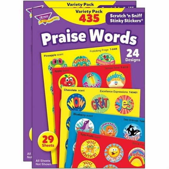 TREND Praise Words Stinky Stickers Variety Pack, 435 Per Pack, 2 Packs