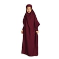 thumbnail image 2 of XUNKUSGA Muslim Girl Dress 6-13Y Classic Full Cover One-Piece Abaya for Kids Loose Batwing Sleeve Islam Dubai Modest Robe Lightweight Comfortable Maxi Dress,Red, 2 of 8