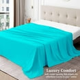 thumbnail image 3 of 600 Thread Count Egyptian Cotton Flat Sheet – 1 Piece, Stripe Turquoise Twin XL Size (70" x 102"), 3 of 5