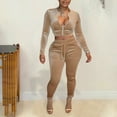 thumbnail image 6 of Ashirexll Two Piece Sets for Women, Womens 2 Piece Outfits, Stylish Pocket V Neck Casual Solid Color Long Sleeve Top and Pants Set, 6 of 7
