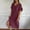 Wine, variant on Summer Dress Sevevn Fashion Women's Summer Casual V-Neck Short Sleeve Solid Beach Sundresses Vent Dress