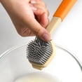 thumbnail image 3 of GYTY Silica Gel Dish Brush with Handle, Scrub Brush for Cleaning Kitchen and Washing Dishes, for Sink, Pots, Pans, Cleaning Brushes Tools (Brown and Orange,1), 3 of 9