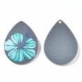 thumbnail image 3 of 3D Printed Acrylic Pendants Teardrop with Flower Pattern Dark Gray 44x32.5x7mm Hole: 1.6mm, 3 of 3