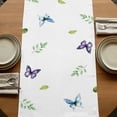 thumbnail image 5 of Blue Purple Gnomes 108 Inch Table Runner, Spring Country Hydrangea Flower Leaf Farmhouse Dresser Scarf Cotton & Linen Tablerunner for Dining/Kitchen Island/Holiday Party Décor 13" x 108", 5 of 9
