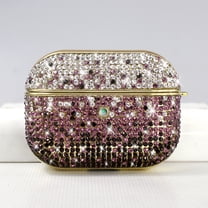 ELEHOLD For Airpods 2nd Gen / 1st Gen Shocproof Case Rhinestone Glitter Gradiant Full Body Protection Plating Rugged Cover for Women, Gift, Purple