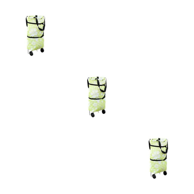 Transemion Versatile Foldable Shopping Trolley Bag For Various Occasions Foldable green flowers 3Set