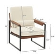 thumbnail image 2 of Metal Frame Chair, Modern Single Chair with Padded Seat Cushion and Faux Leather Armrest cushion, Indoor Leisure Chair Patio Chair for Living Room Bedroom Office, Beige, 2 of 7