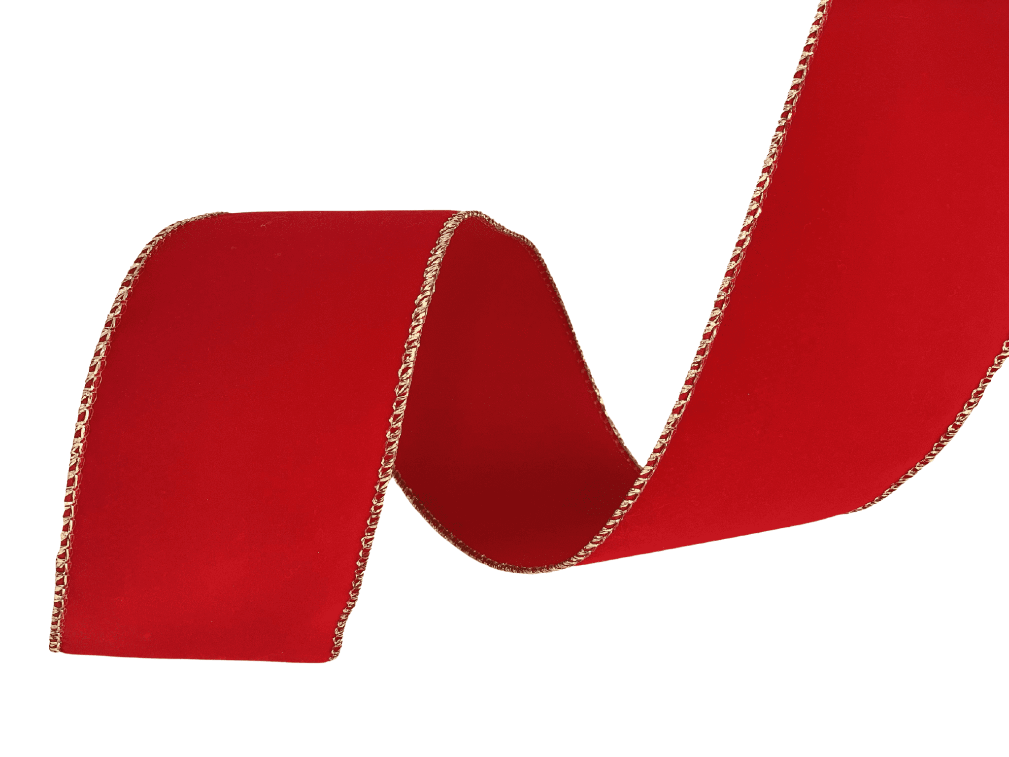 Gold Edge Red Velvet Ribbon - 2 1/2 x 50 Yards, Wired Edges, Christmas,  Wreath