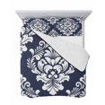 thumbnail image 7 of Quilts Queen Size Bedding Set, Navy Blue Boho Lightweight Quilted Comforter, Vintage Classic Bohemia Flower Textured Soft Reversible Bedspread Coverlet with Pillow Covers for All Season, 90" x 96", 7 of 7