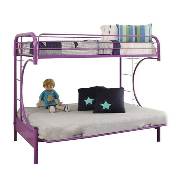 Bowery Hill Modern Twin over Full and Futon Bunk Bed in Purple