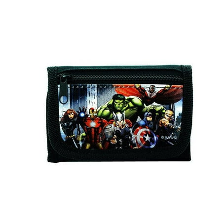 - Avengers Wallet for Boys Superheroes Kids Wallets Trifold Coin Zip Pocket black