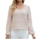 thumbnail image 1 of Blusa informal de manga larga con cuello redondo y cuello redondo para mujer, suéter holgado de Color sólido Pompotops FGAJ7598, 1 of 8