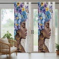 thumbnail image 5 of Outdoor Curtains for Patio Waterproof, Black African Women Outdoor Privacy Panels Grommet, Spring Floral Butterfly Retro Wooden Blackout Outside Curtains for Porch/Cabana 54"x108", 2 Panels, 5 of 8