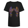 thumbnail image 4 of Blusa de manga corta con estampado de ala divertida vintage para mujer Pompotops  hfajkhk128341, 4 of 9