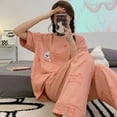 thumbnail image 1 of Conjunto de Pijama de manga corta para Mujer, ropa de dormir de punto a rayas, elegante, 5XL, primavera y verano, 1 of 4