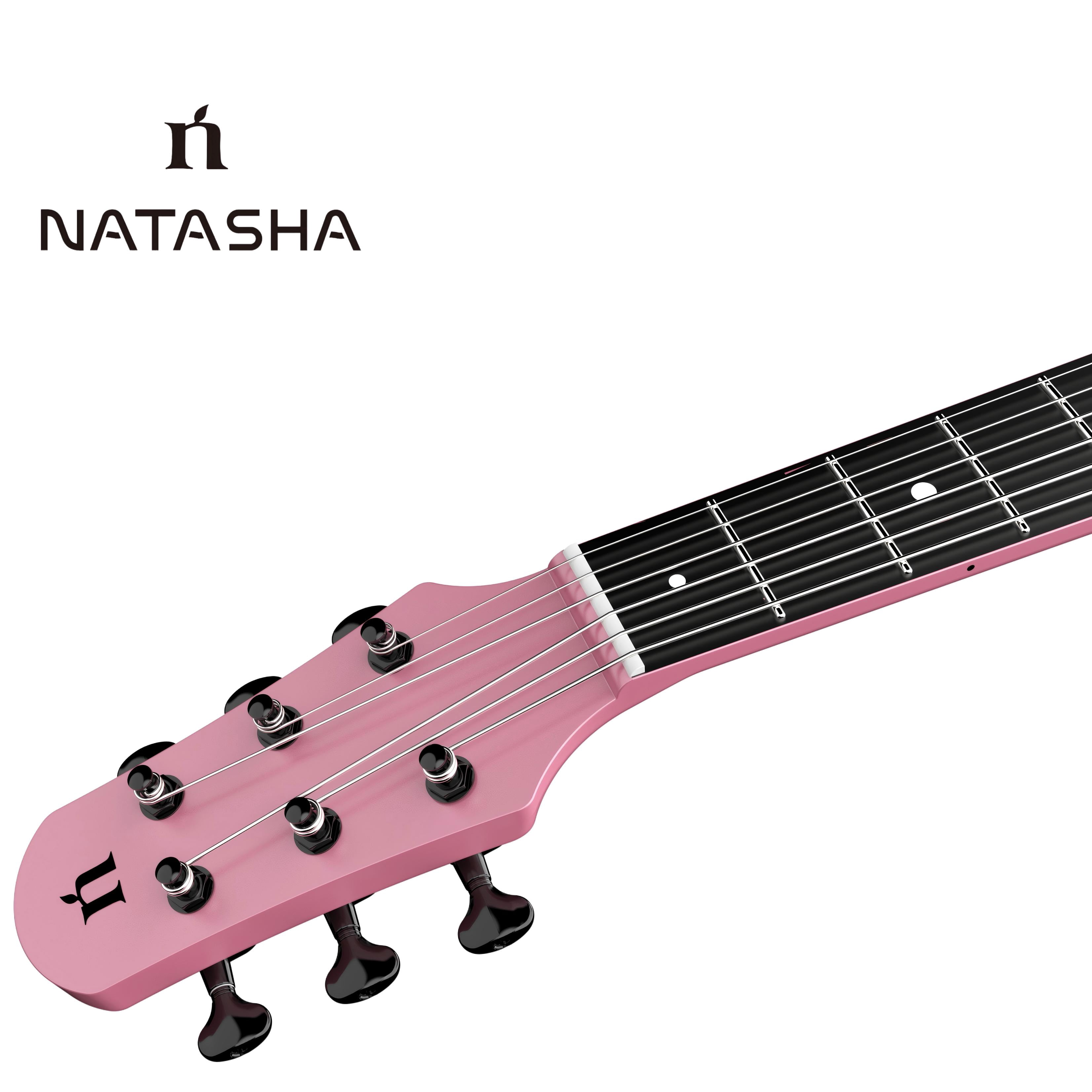 Natasha Solar System Asteroid Carbon Fiber 38-inch Folk Guitar（Cherry Blossom Pink）. Premium guitar case and fretboard cleaning cloth.
