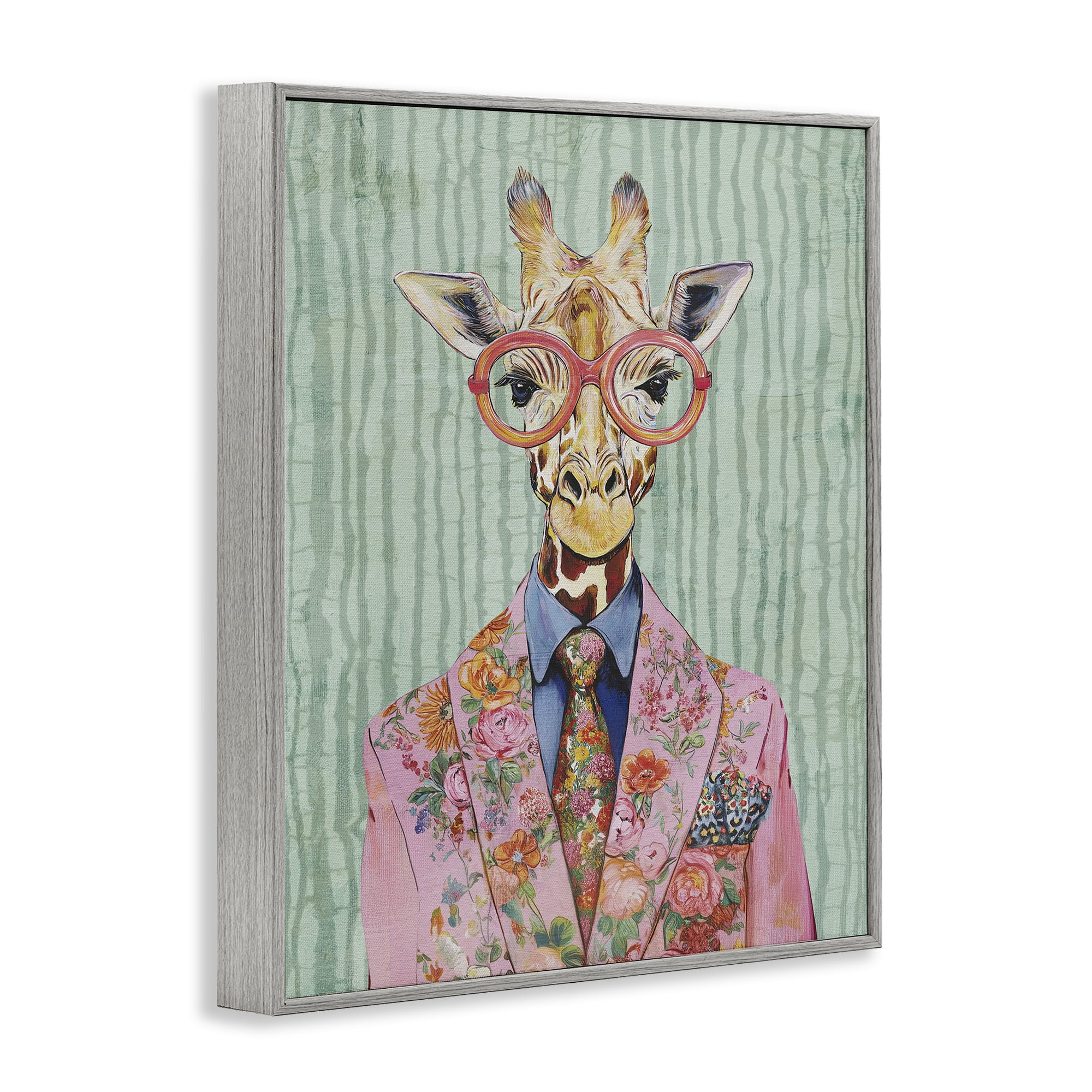 Stupell Industries Tall Stylish Giraffe Gray Framed Giclee Art, design by Svetlana Aleynikova