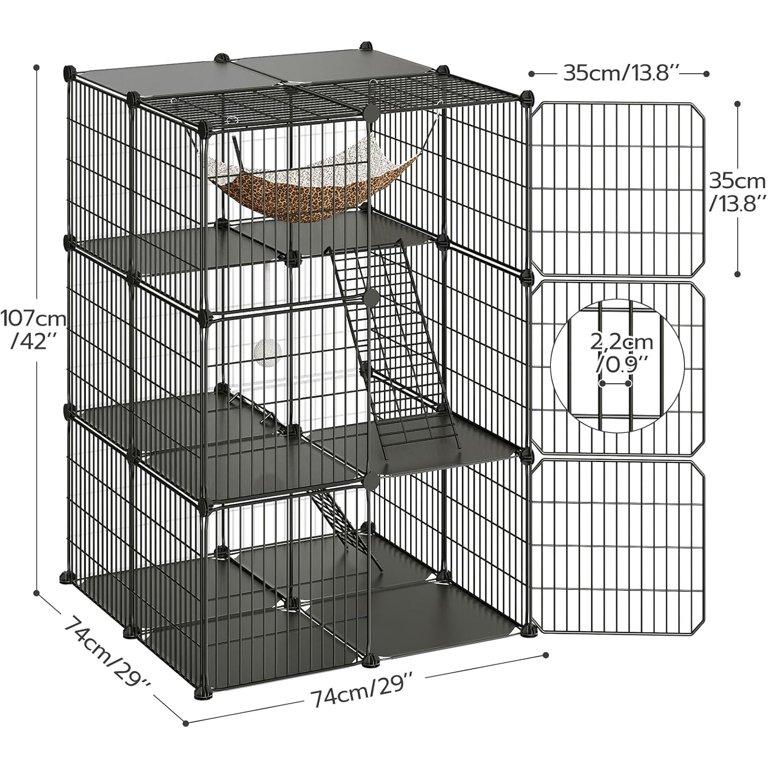 HOOBRO Large Cat Cage, 4-Tier Indoor Cat Enclosures, DIY Cat Playpen
