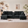 thumbnail image 4 of Soscana 116" Chenille Oversized U Shaped Modular Sectional Sofa for Living Room,4 Seater Couch with Multifunctional Console & USB Ports & Cup Holders,Comfy Sofa with Double Chaise and Storage, Black, 4 of 16