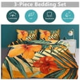 thumbnail image 5 of 3 Pcs Soft Bedding Set, Includes 1 Duvet Cover with Zipper And 2 Pillow,Shams Hawaiian Hibiscus Garden Orange Flowers Twin(86"x70"), 5 of 8