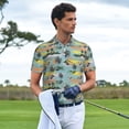thumbnail image 2 of Kdxio Hawaiian Style Print Men's Short Sleeve Polo Shirt,Midweight Men's Shirt, 2 of 6