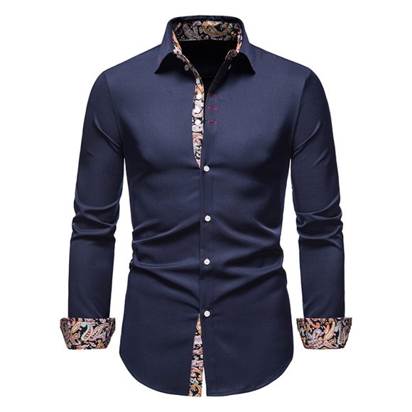 Meichang 2024 T-Shirts pour Hommes Chemise Habillée Décontractée T-Shirt à Boutons T-Shirt à Manches Longues Blouse T-Shirt Basique Uni Col Rabattu Tee-Shirt Formel de Fête Tee-Shirt