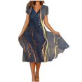 thumbnail image 1 of Vestido de jersey con cuello en V y manga corta estampado a la moda de verano para mujer Pompotops  ghjkhdj17442, 1 of 5