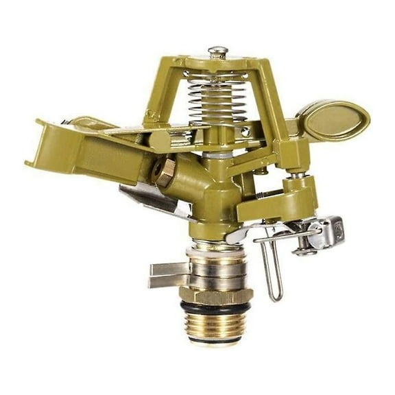 Metal Pulsating Sprinkler Head -Easy Adjustable 20° to 360° Pattern - Solid Impact Brass - Classic Sprinkler Sound and Design - High outpu