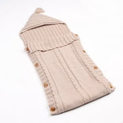 BJYX Swaddle Wrap Blanket Envelope Infant Girls Boys Knit Crochet Sleeping Bag