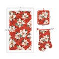 thumbnail image 2 of 3pc Kitchen Accessories Set, Kitchen Towel, Oven Mitt, Pot Holder - White Poinsettia, 2 of 2