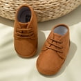thumbnail image 2 of Glisme Baby Boots Lace Up Slip On Soft Sole Baby Walking Shoes Versatile Coffee Boots Size 12-18 Months, 2 of 7