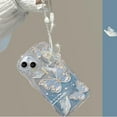 thumbnail image 2 of for iPhone 15 Glitter Butterfly Case for Women, Cute Curly Wave Frame Gradient Bling Sparkle with Lovely Wrist Strap Chain Soft TPU Shockproof Clear Girls Case for iPhone 15 6.1 inch (Blue), 2 of 4