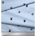 thumbnail image 2 of Soimoi Blue polyester Crepe Fabric Gift Box & Bell Dots Decor Fabric Printed Yard 42 Inch Wide, 2 of 3
