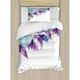 thumbnail image 3 of Floral King Size Duvet Cover Set, Vintage Classic Flower Petals Bridal Wedding Romance Shabby Chic Design Art, Decorative 3 Piece Bedding Set with 2 Pillow Shams, Pale Blue Purple, by Ambesonne, 3 of 3
