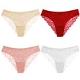 thumbnail image 1 of TrowBridge-bragas de 4 piezas para mujer, ropa interior exótica de encaje, lencería Sexy de satén de seda suave, calzoncillos de malla transpirable, ropa interior acogedora, 1 of 4