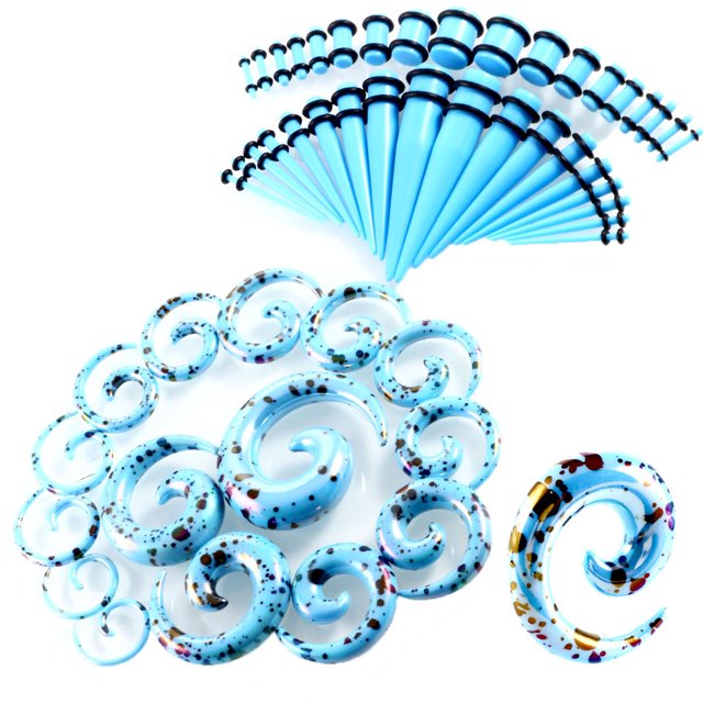 Feildoo Ear Stretching Kit, Spiral Taper Gauges Tunnels Plugs Acrylic