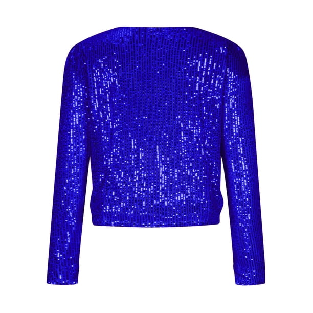 Meichang Women Sequins Blazer Sequin Jacket Casual Long Sleeve