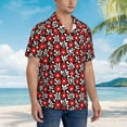 thumbnail image 3 of Fotbe Red Floral Camisa Hawaiana para Hombre Unisex – Camisa Casual de Verano con Botones de Manga Corta de Algodón y Lino,XX-Large, 3 of 7