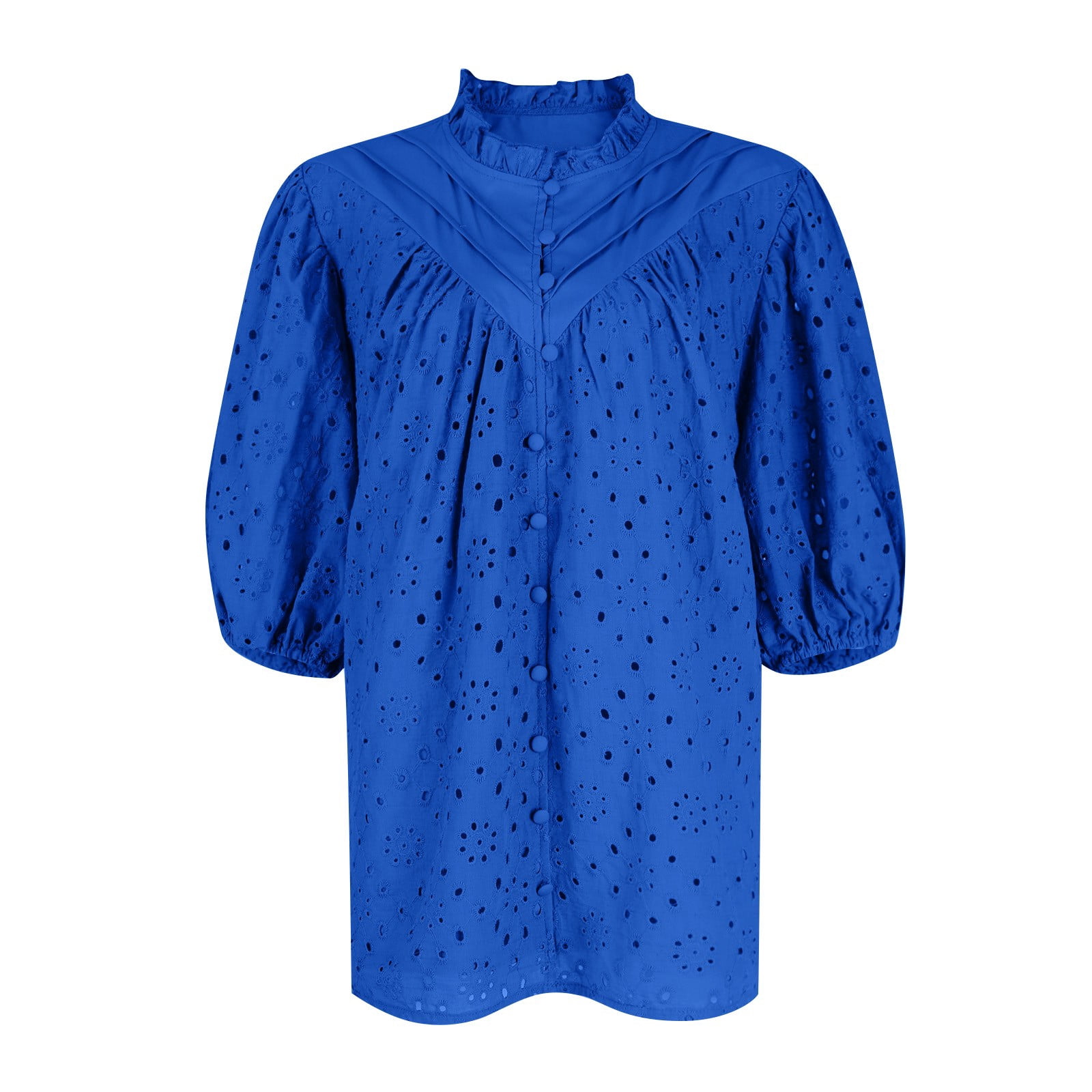 Knosfe Women's Eyelet Tops Puff Sleeve Tops Embroidered Dressy