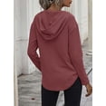 thumbnail image 4 of Arvbitana Women Loose Hooded Sweatshirt Solid Color Long Sleeve V-neck Hoodie Pullover Casual Hoodies Tops for Sport Streetwear, 4 of 7