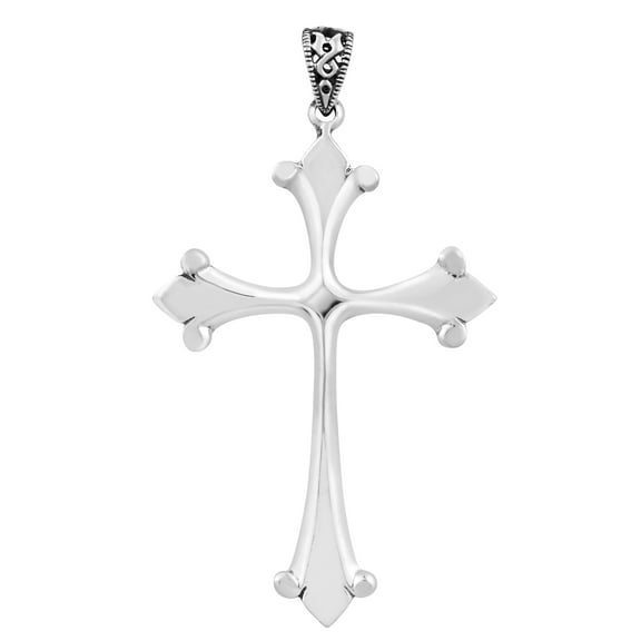 AeraVida Blessed Large Orthodox Cross Solid Sterling Silver Pendant