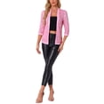 thumbnail image 2 of Cárdigan de terciopelo sin cuello con lentejuelas brillantes para mujer Inspire Chic, manga 3/4, color rosa, 2 of 6