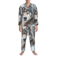 thumbnail image 3 of Fotbe Majestic Snowy Wolf Pattern Long Sleeve Pajama Set for Men,Sleepwear Set,2-piece Loungewear Set,Soft PJs Comfy Nightwear with Pockets-X-Large, 3 of 7