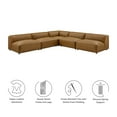 thumbnail image 4 of 5 pcs Modular Sofa, Brown, Faux Leather, Living Room Lounge Cafe Lobby Hospitality Restaurant, Modern Contemporary, HB37678, 4 of 6