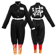 Forfamy Rengoku Kyoujurou Cosplay Costume Adult Anime Kimono Cosplay Outfit with Necklace for Halloween