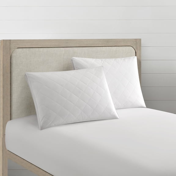 NY&C Home Double Quilted Cotton Shell Pillow Goose Down And Feather Blend Filling, White, 20" x 28" - N/A